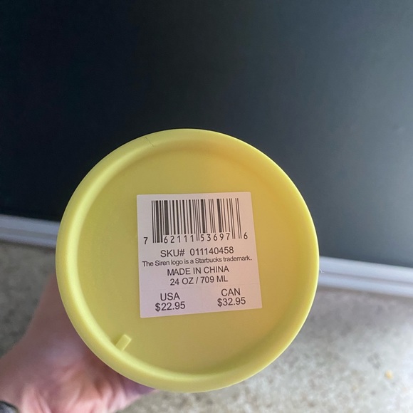 NEW Starbucks Tumbler- Meadow Yellow Grid Soft Touch 24 oz Cold Cup - Picture 3 of 7